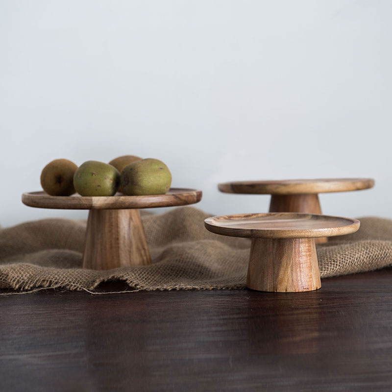 Cake Board Round - KEMORELA Hoher Ständer, Kuchenteller aus Holz,