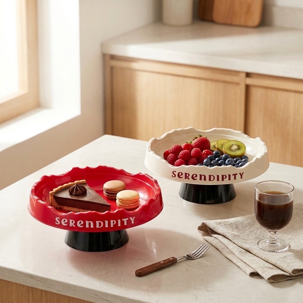Cake Board Round - Welliger Kunststoff-Kuchenständer, abnehmbarer Sockel, Obstschale, stapelbare