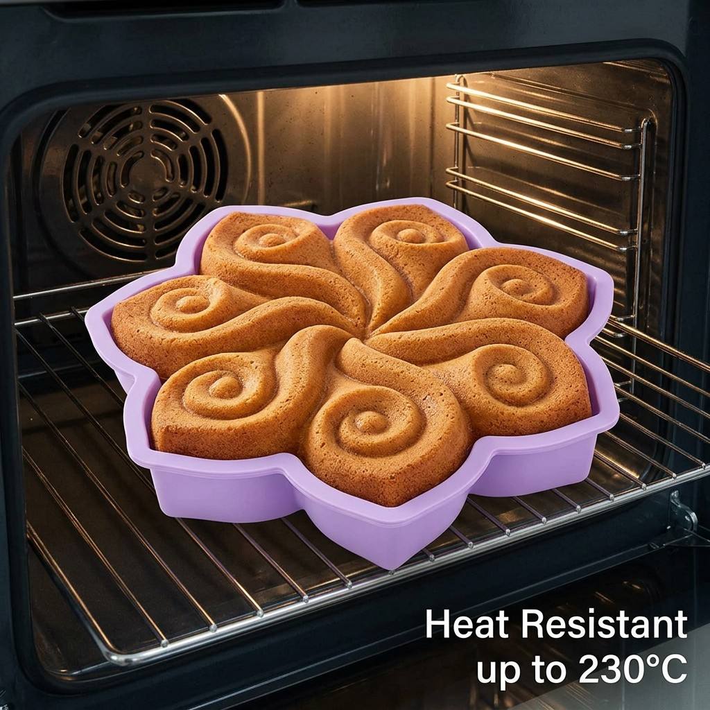 Kitchen Baking Ware - Große Blumen-Silikon-Kuchenform Spiralförmige Backform 3D Blumenmuster