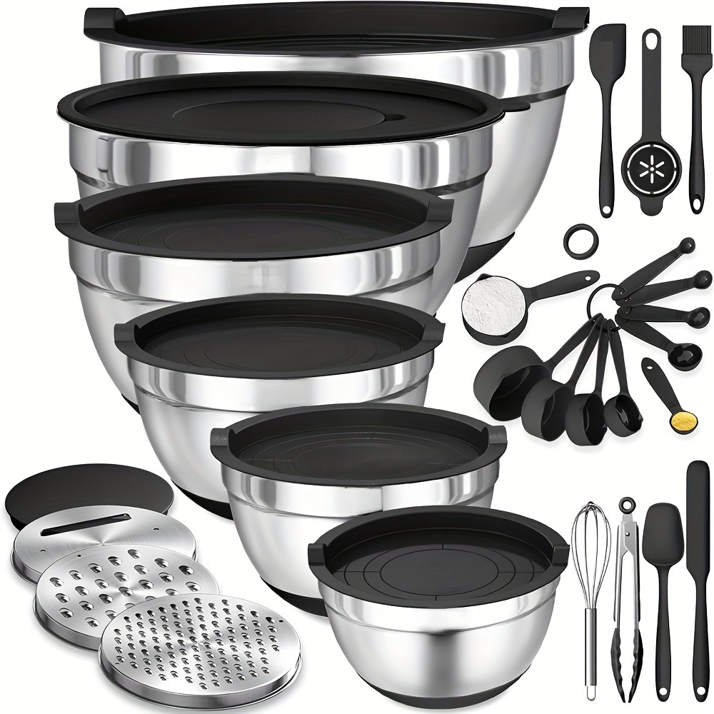 Stand Mixer Bowl - 17-teiliges Rührschüssel-Set aus Edelstahl, Rührschüsseln mit