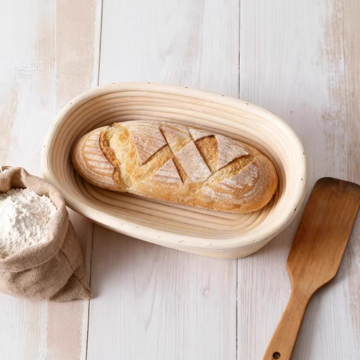 Proofing Basket Banneton - Ovaler Brotgärkorb aus Rattan, Banneton Teigfermentationsbehälter