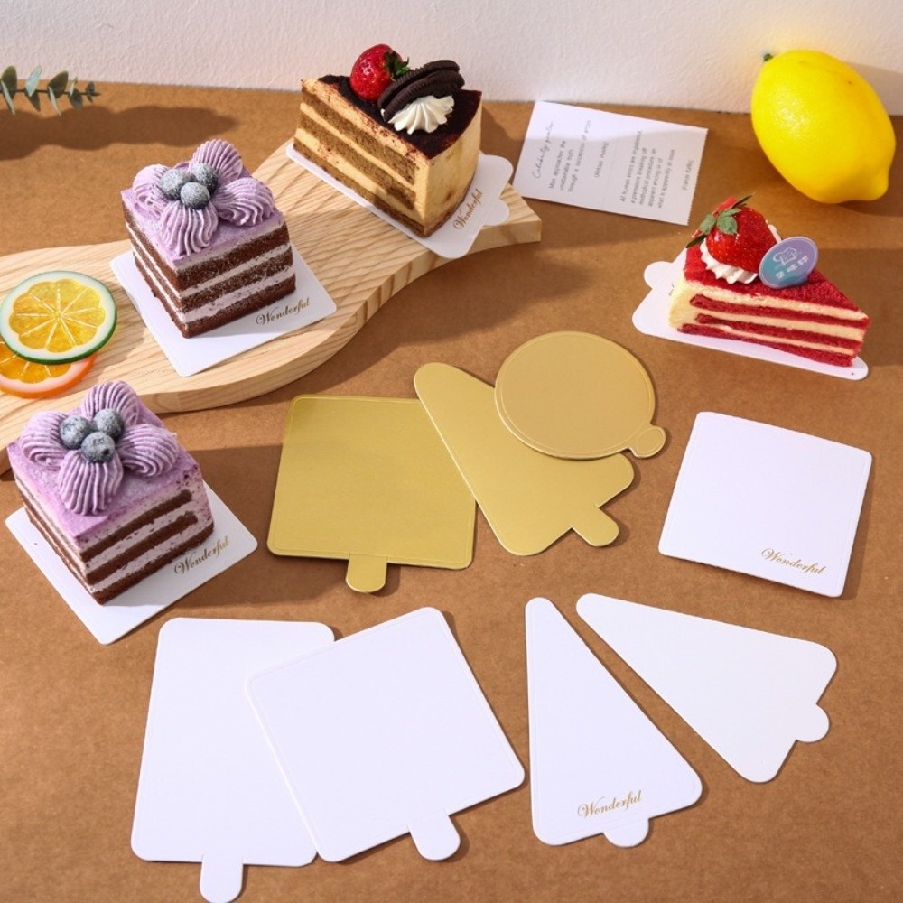 Cake Board Round - 50/100 Stück Einweg-Dessertplatten, Gold-Weiß, Rund und