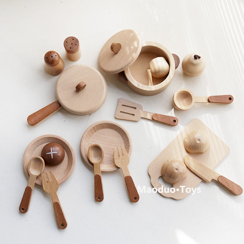 Kitchen Baking Kit - Maoduo Spielzeug Buchenholz Kinderküche Spielset Kochutensilien