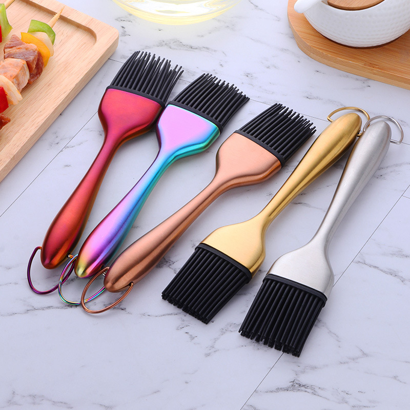 Kitchen Baking Brush - Edelstahl-Silikon-Ölbürste, elektrische Küchenbratpfanne, Pfannkuchenbacken, Grillbürste, kleine