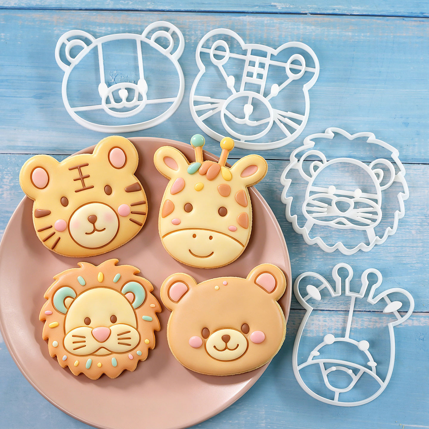 Kitchen Baking Cookies - 4-teiliges Tier-Plätzchenausstecher-Set 3D Niedliche Löwen Tiger
