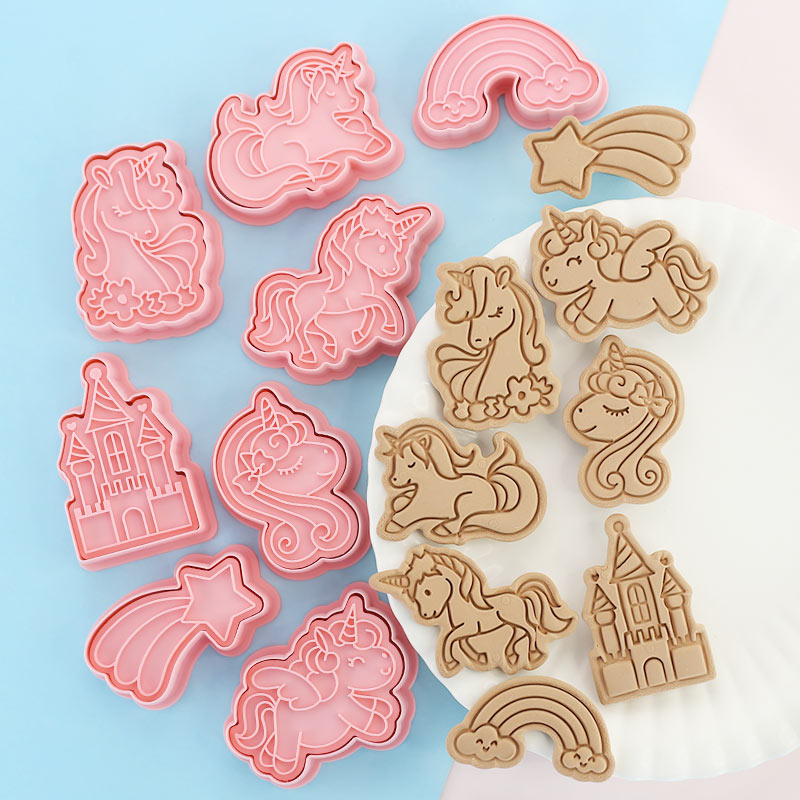 Kitchen Baking Cookies - 8 Stück Einhorn-Ausstechformen Einhorn-Themen Regenbogen-Schloss Backformen
