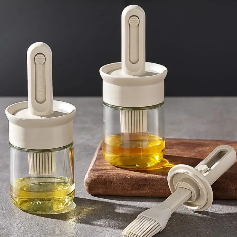 Kitchen Baking Brush - 1 Stück Ölspenderflasche BPA-frei Hitzebeständiges Silikon-Pinselset