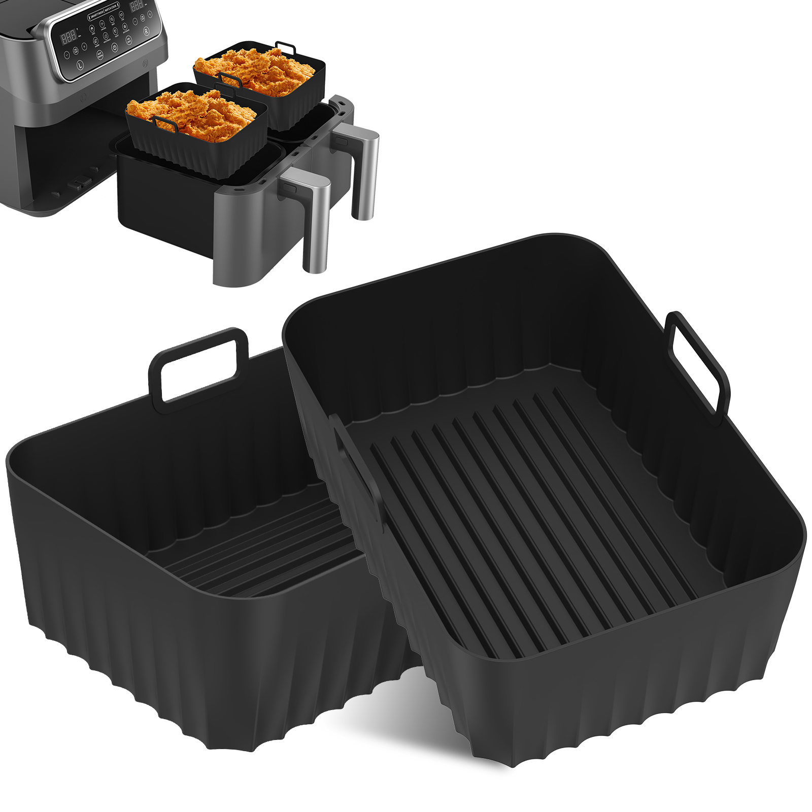 Kitchen Baking Trays - Wiederverwendbarer Silikon-Luftfrittierkorb-Auskleidung, Antihaftbeschichtet, Hitzebeständig, Luftfrittierpfanne, Backblech,