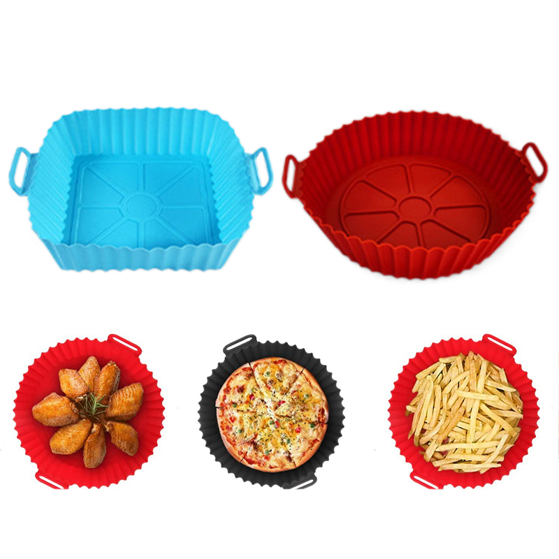 Kitchen Baking Trays - Silikon-Fritteusenform, Luftfritteusen-Silikon-Einlagen, wiederverwendbare Backform, antihaftbeschichtete Pizzapfanne,