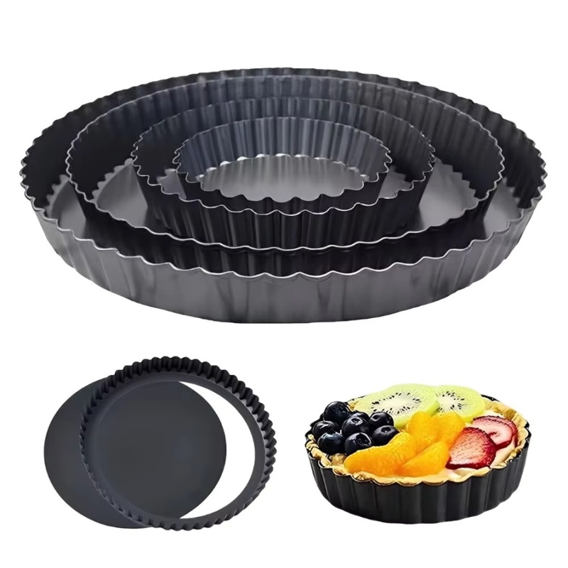 Kitchen Baking Trays - 1 Stück Abnehmbare Geriffelte Tarteform Antihaft-Kohlenstoffstahl