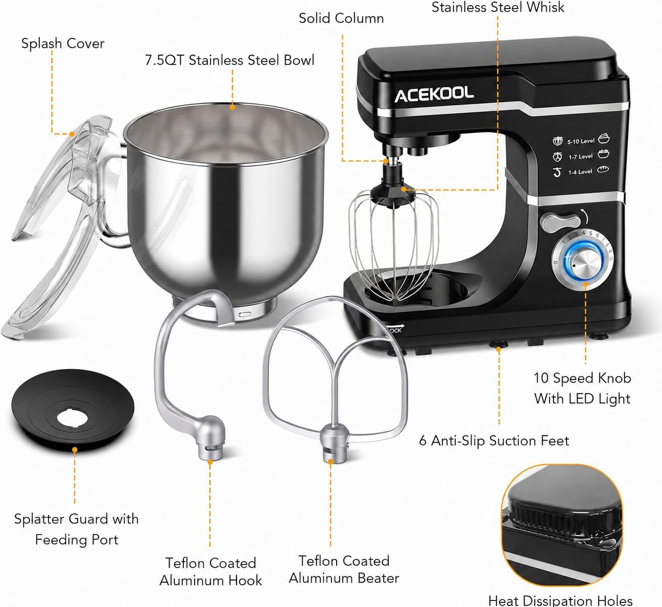 Tacleekii 7,5QT Kippkopf-Stand – Stand Mixer Bowl Bewertung und Preis
