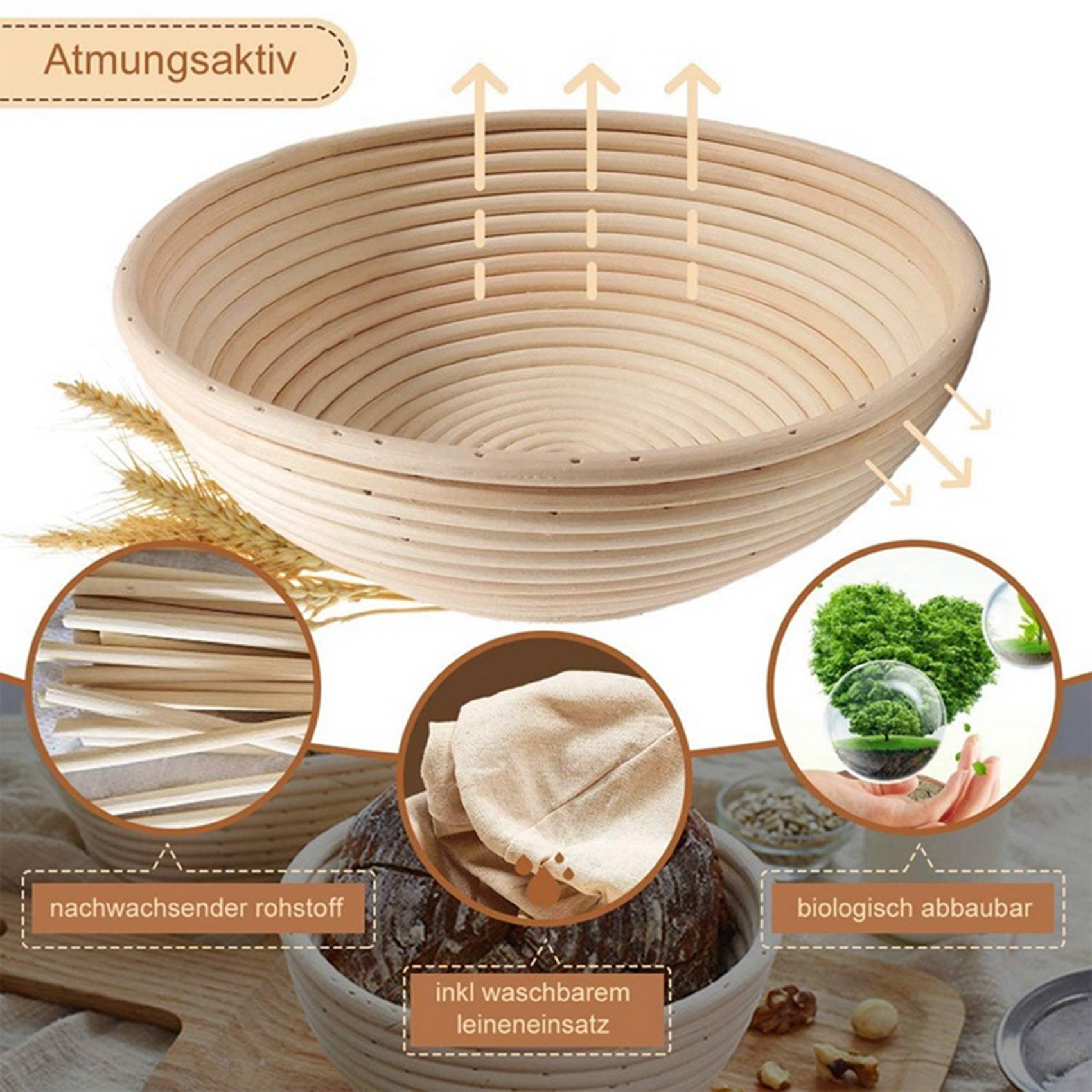 Rundes Set, 4 Hefkörbe für Bro – Proofing Basket Banneton Bewertung und Preis